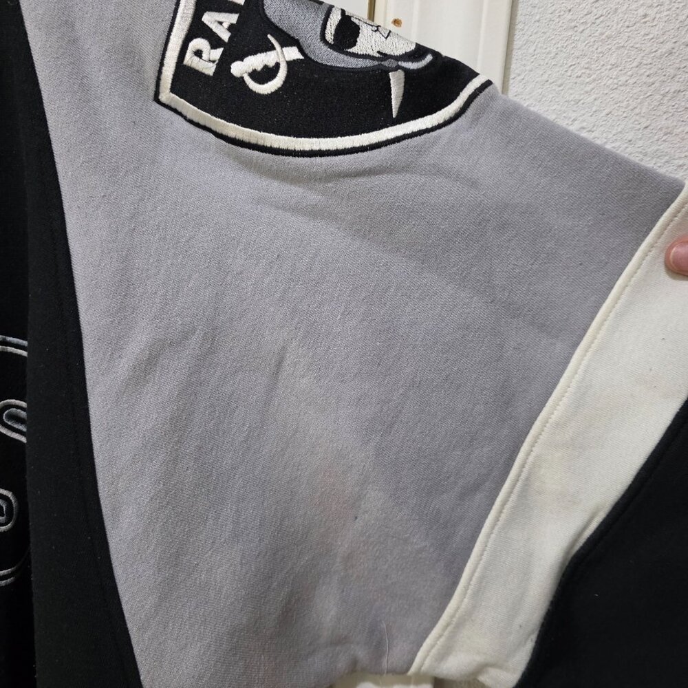 Galt Sand Raiders Sweatshirt Vintage 1995 NFL Crewneck Black Grey Colorblock XL - Picture 7 of 13